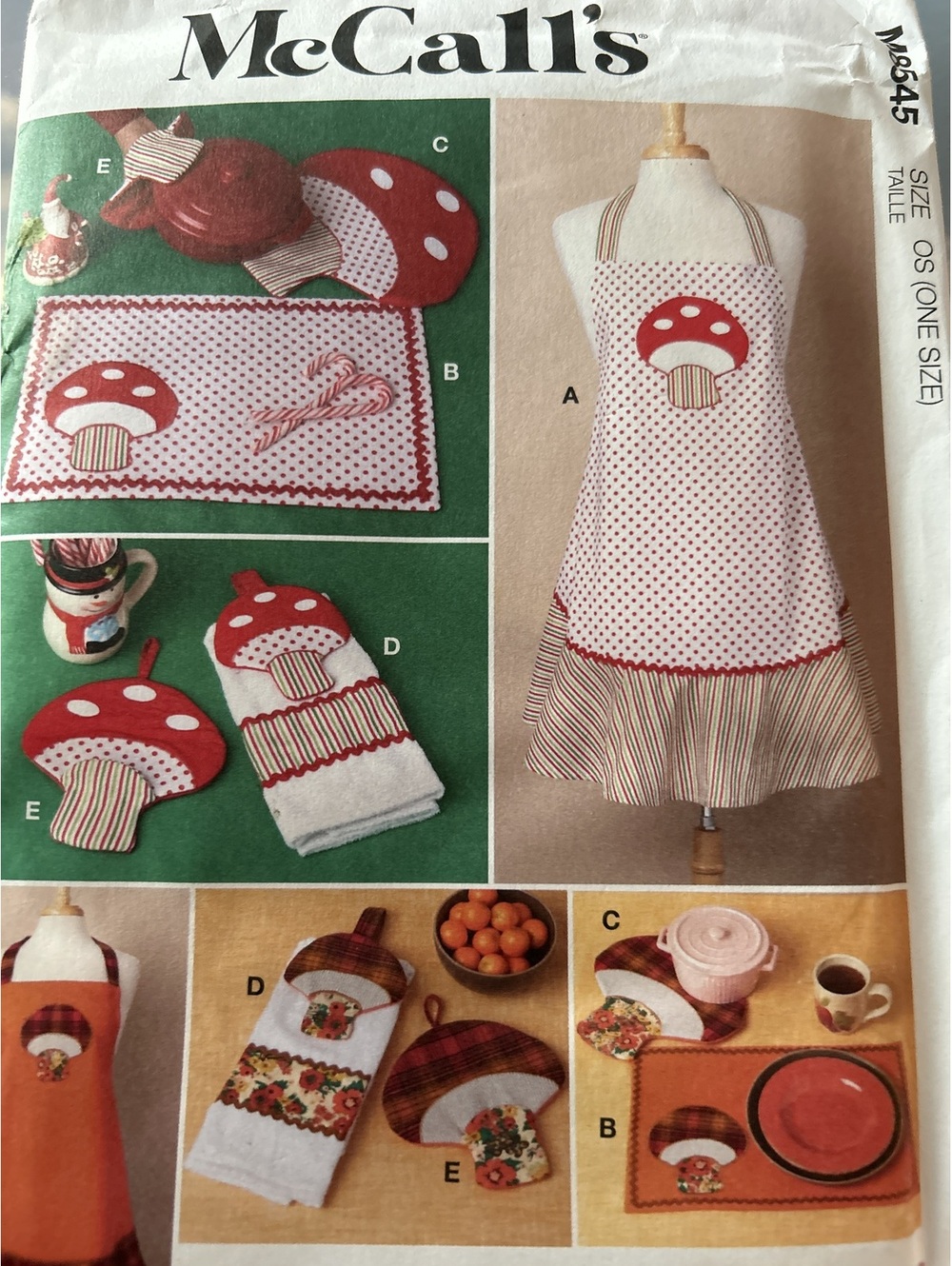 McCall's M8545 One Size Kitchen Sewing Pattern - Apron, Trivet, Towel Holder